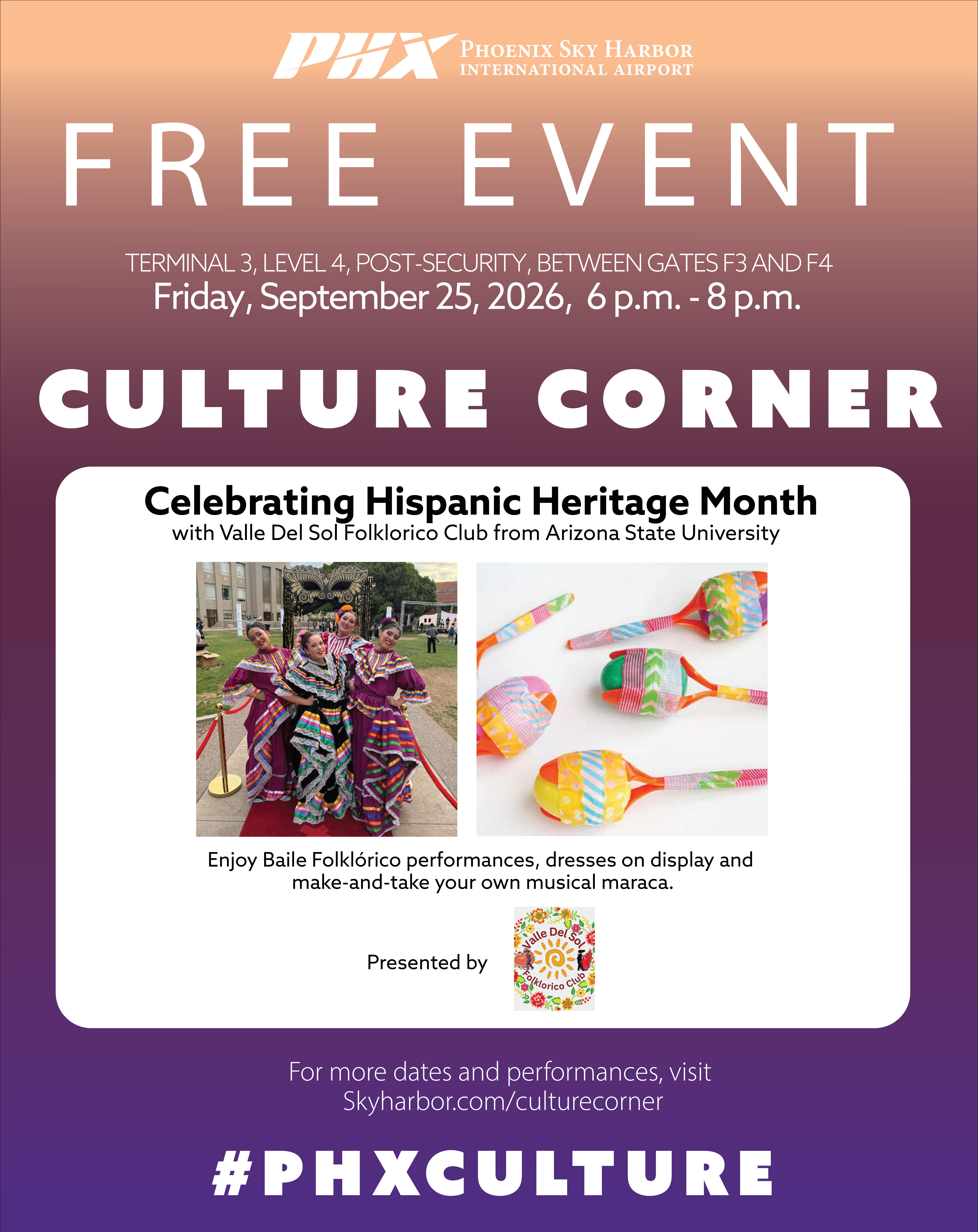 September 25 Culture Corner Flyer for 9/25 from 6-8 PM