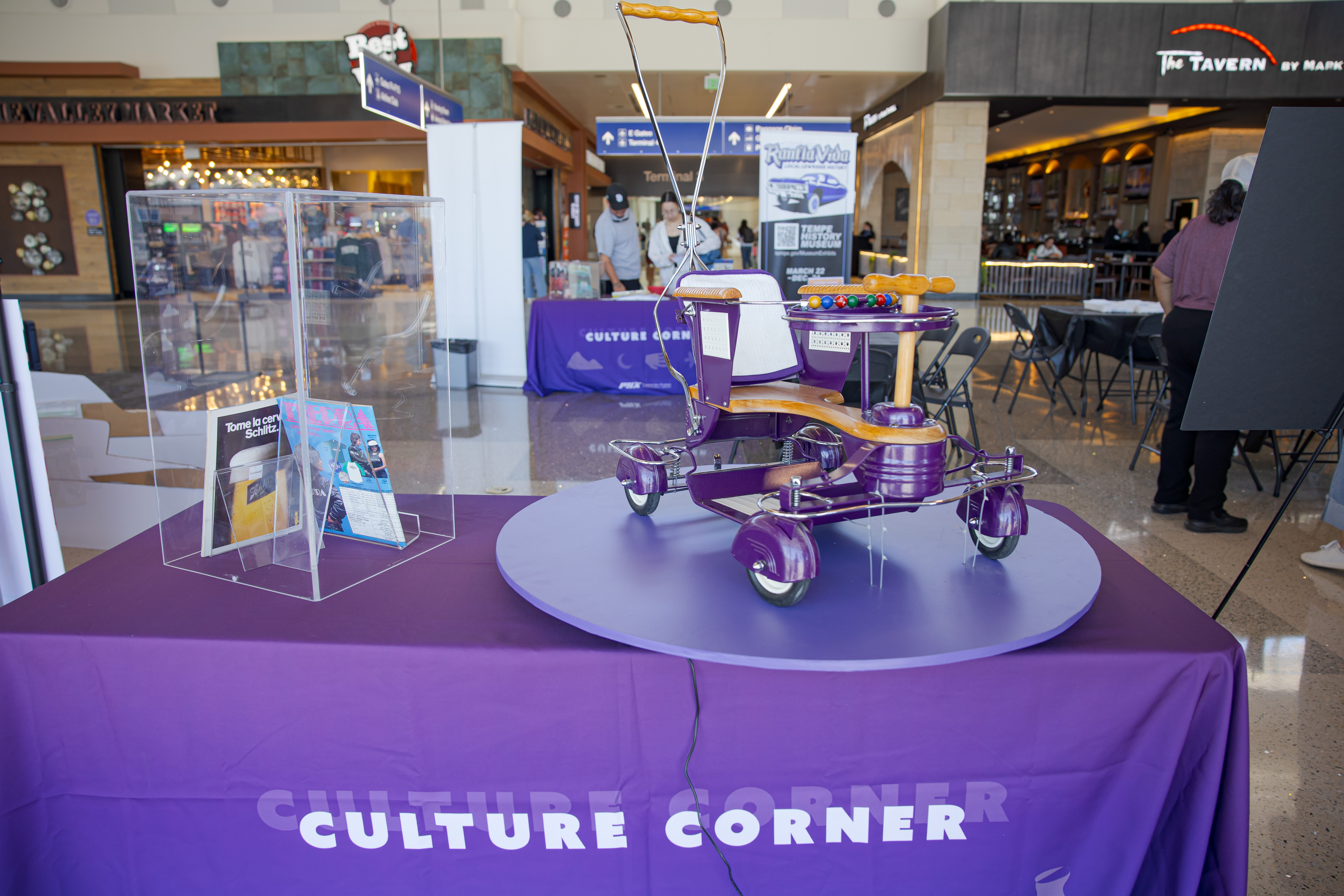 Display of a low rider stroller at teh Culture Corner