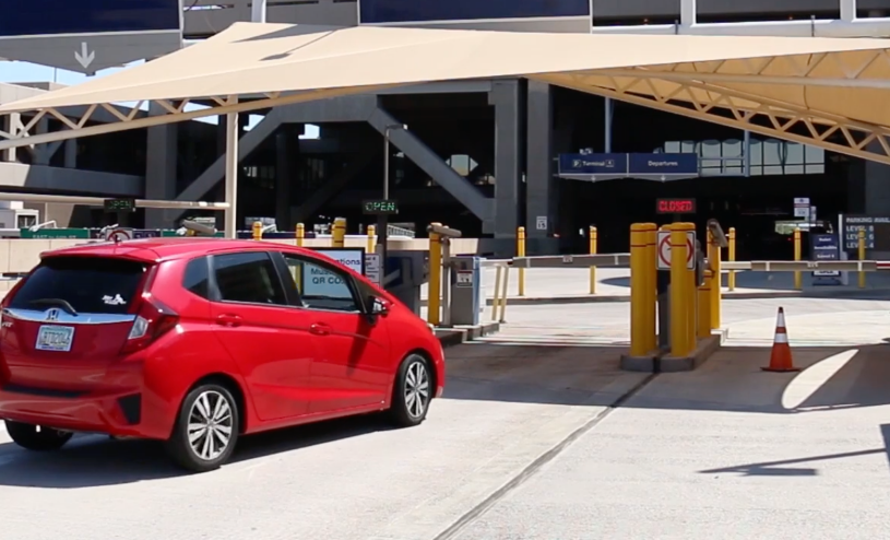 Red car parking for points at PHX Sky Harbor International Airport